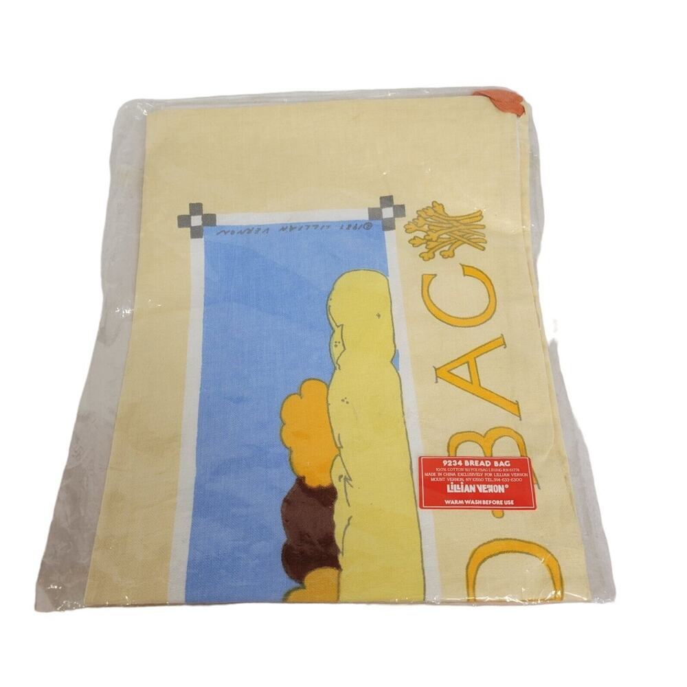 Vintage 1987 Lillian Vernon Cotton Bread Bag with Poly Liner NWT